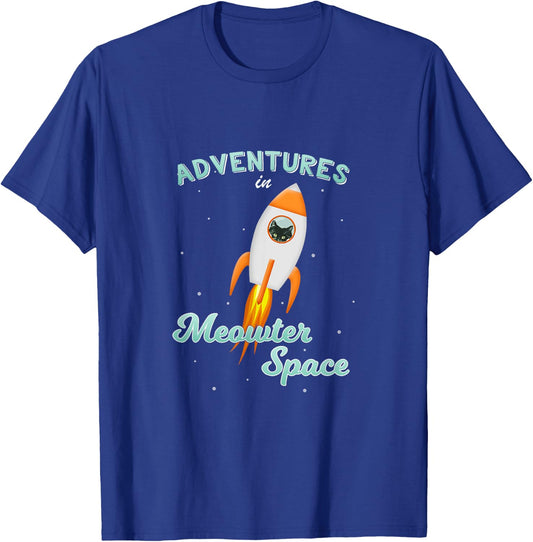 Cat Space Shirt Rocket Ship Outer Space Adventure T-Shirt - T-Shirt | Royal