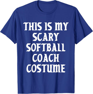 Scary Softball Coach Costume Trainer Halloween Spooky Sports T-Shirt - T-Shirt | Royal