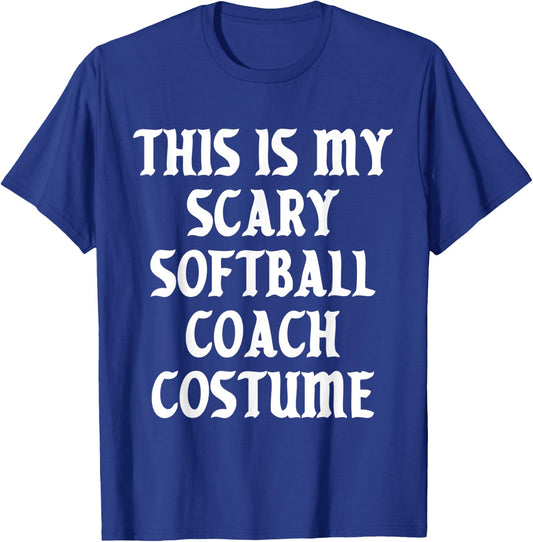 Scary Softball Coach Costume Trainer Halloween Spooky Sports T-Shirt - T-Shirt | Royal