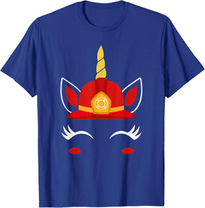 Unicorn Firefighter-Funny Fireman Birthday Party T-Shirt - T-Shirt | Royal