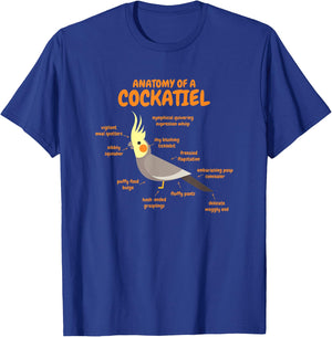 Anatomy Of A Cockatiel - Cute Funny Bird Animal T-Shirt - T-Shirt | Royal
