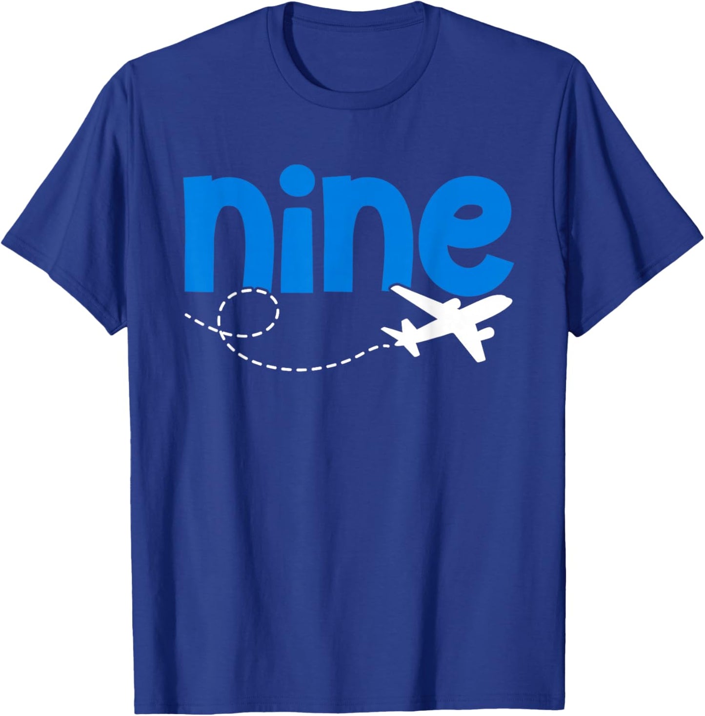 9th Airplane Birthday Party Nine Year Old Pilot Birthday T-Shirt - T-Shirt | Royal