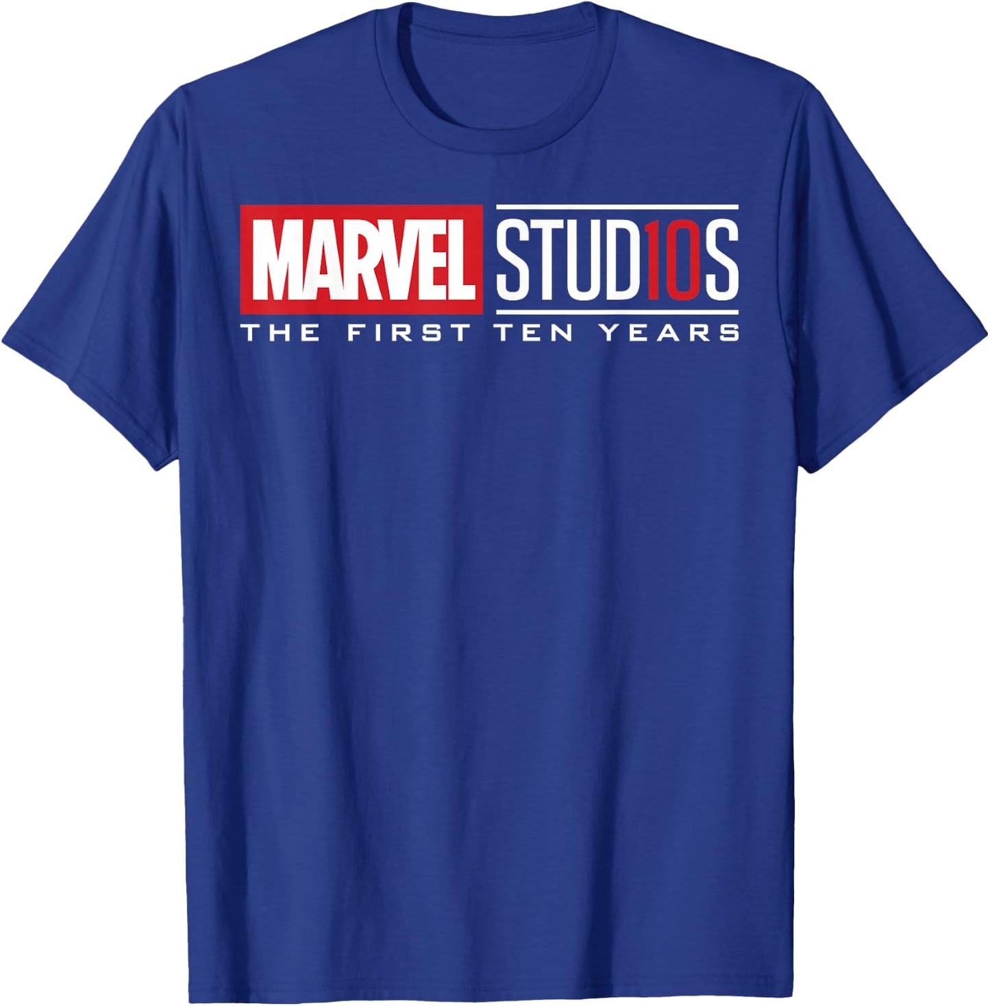 Marvel Studios First Ten Years White Logo Graphic T-Shirt - T-Shirt | Royal