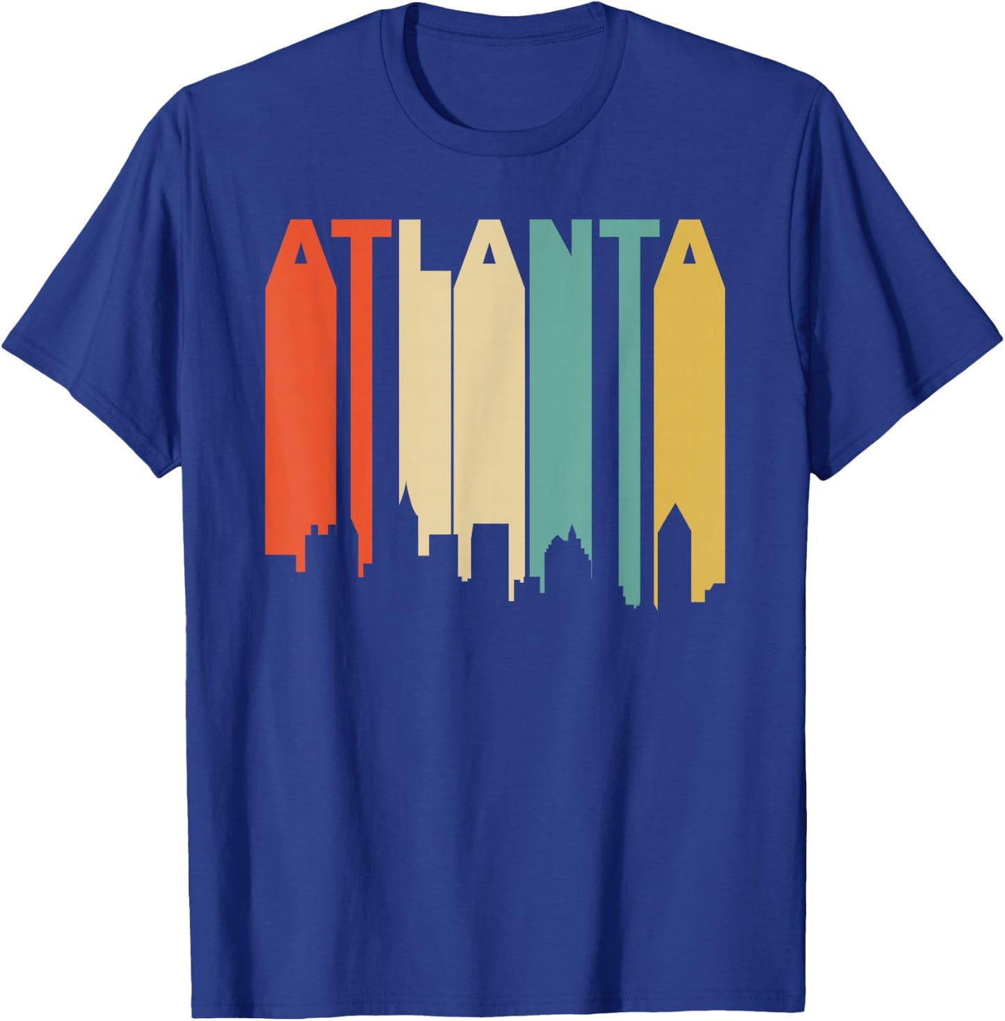 Retro 1970's Style Atlanta Georgia Skyline T-Shirt - T-Shirt | Royal