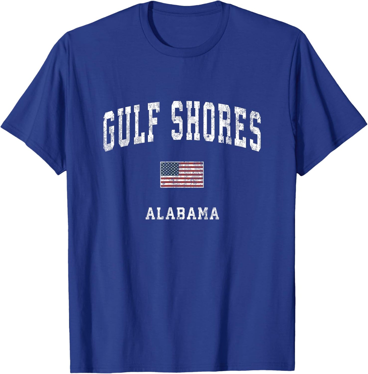 Gulf Shores Alabama AL Vintage American Flag Sports Design T-Shirt - T-Shirt | Royal
