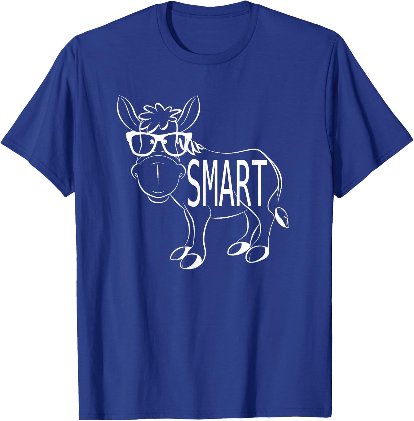 Funny Cute Sarcastic Smart Ass Donkey w Glasses Humorous T-Shirt - T-Shirt | Royal