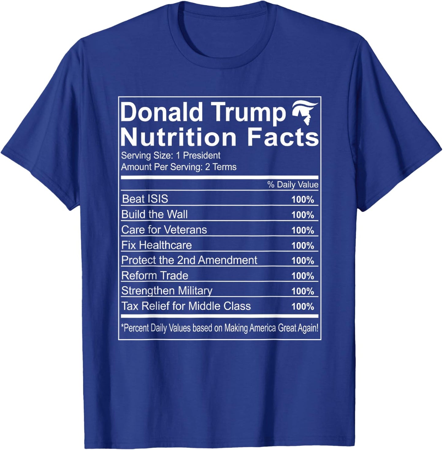 Donald Trump Nutrition Facts Make America Great Small T-Shirt - T-Shirt | Royal