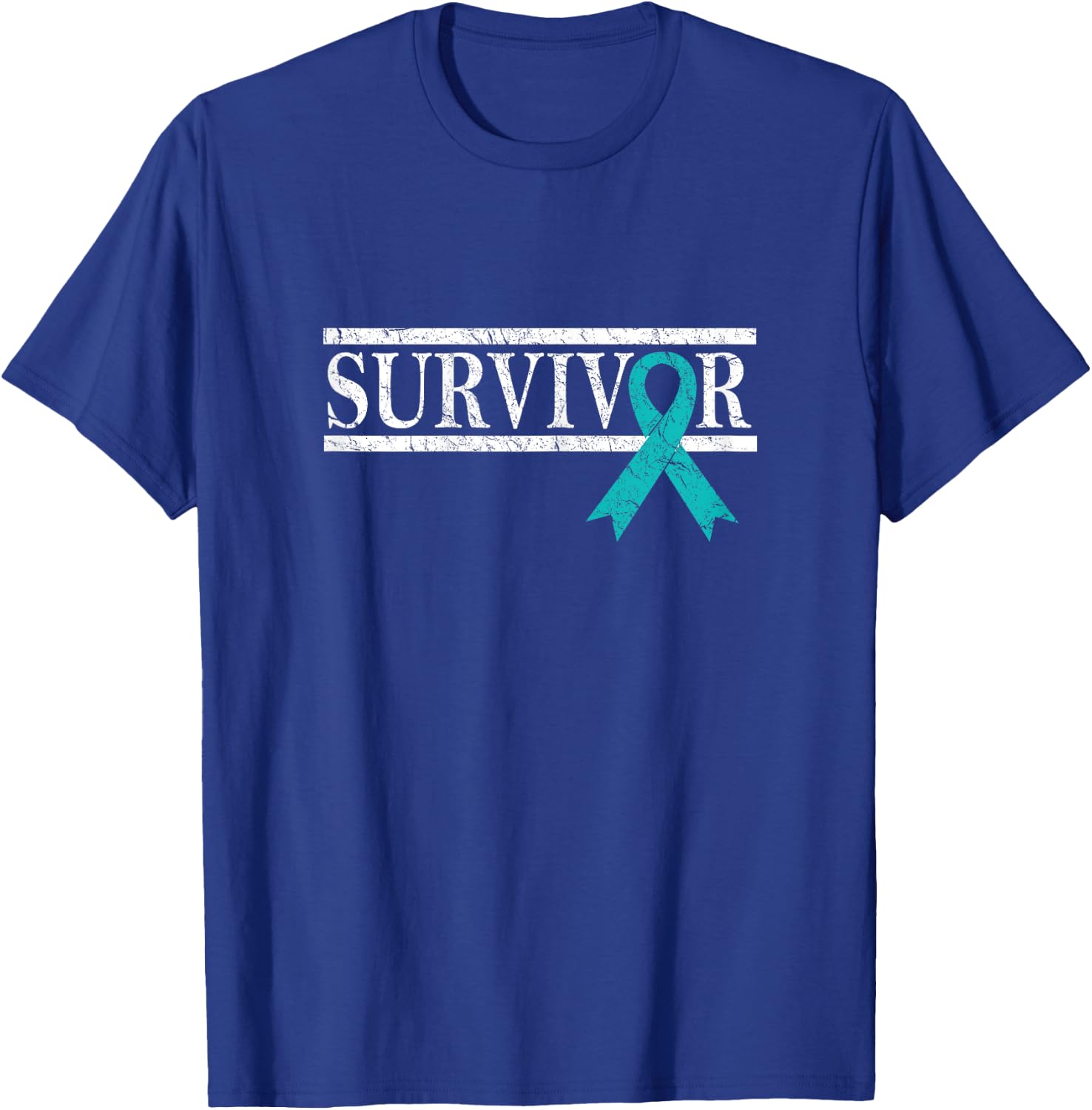 Ovarian Cancer Survivor, Teal Ribbon Ovarian Cancer T-Shirt - T-Shirt | Royal