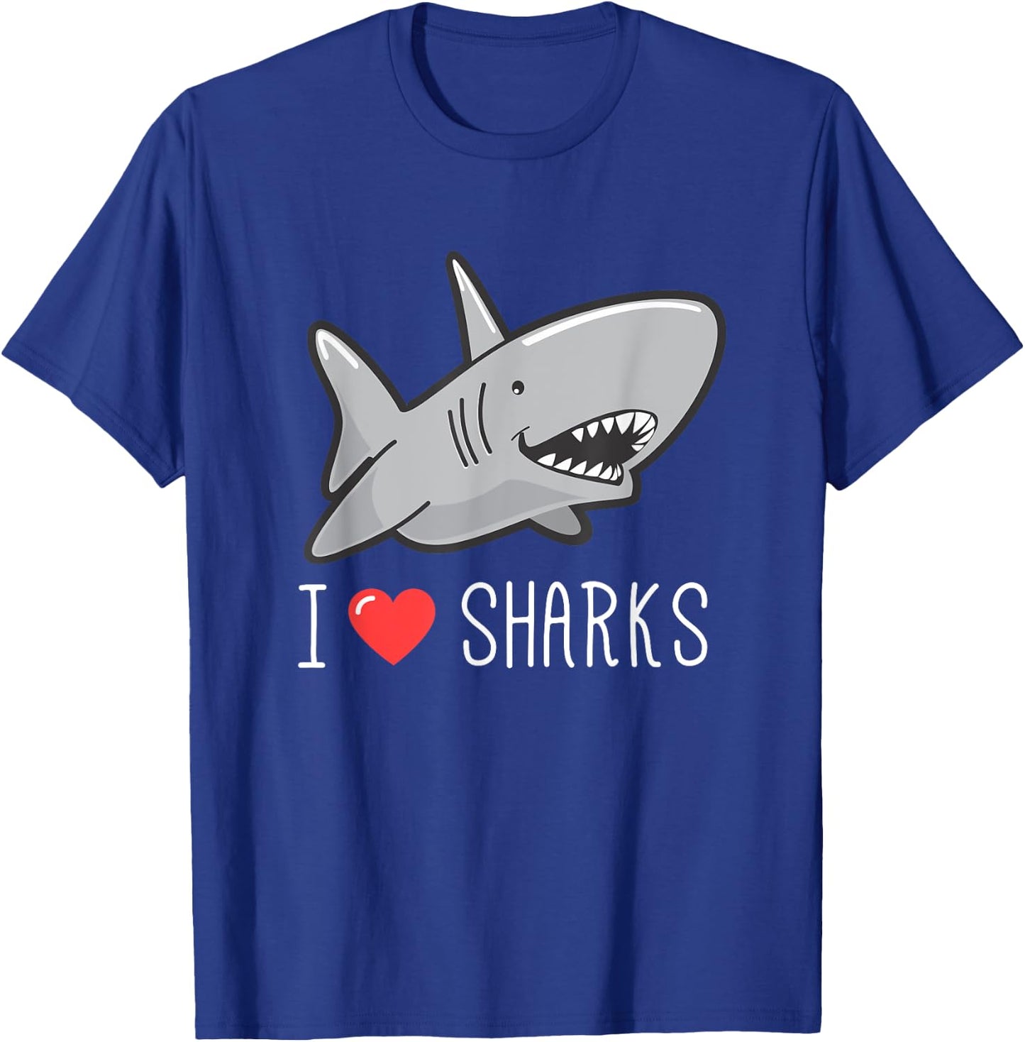 I Love Sharks for Kids and Adults Marine Life T-Shirt - T-Shirt | Royal