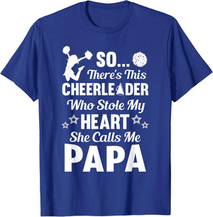 Cheerleader Stole My Heart Cheer Papa Shirt T-Shirt - T-Shirt | Royal