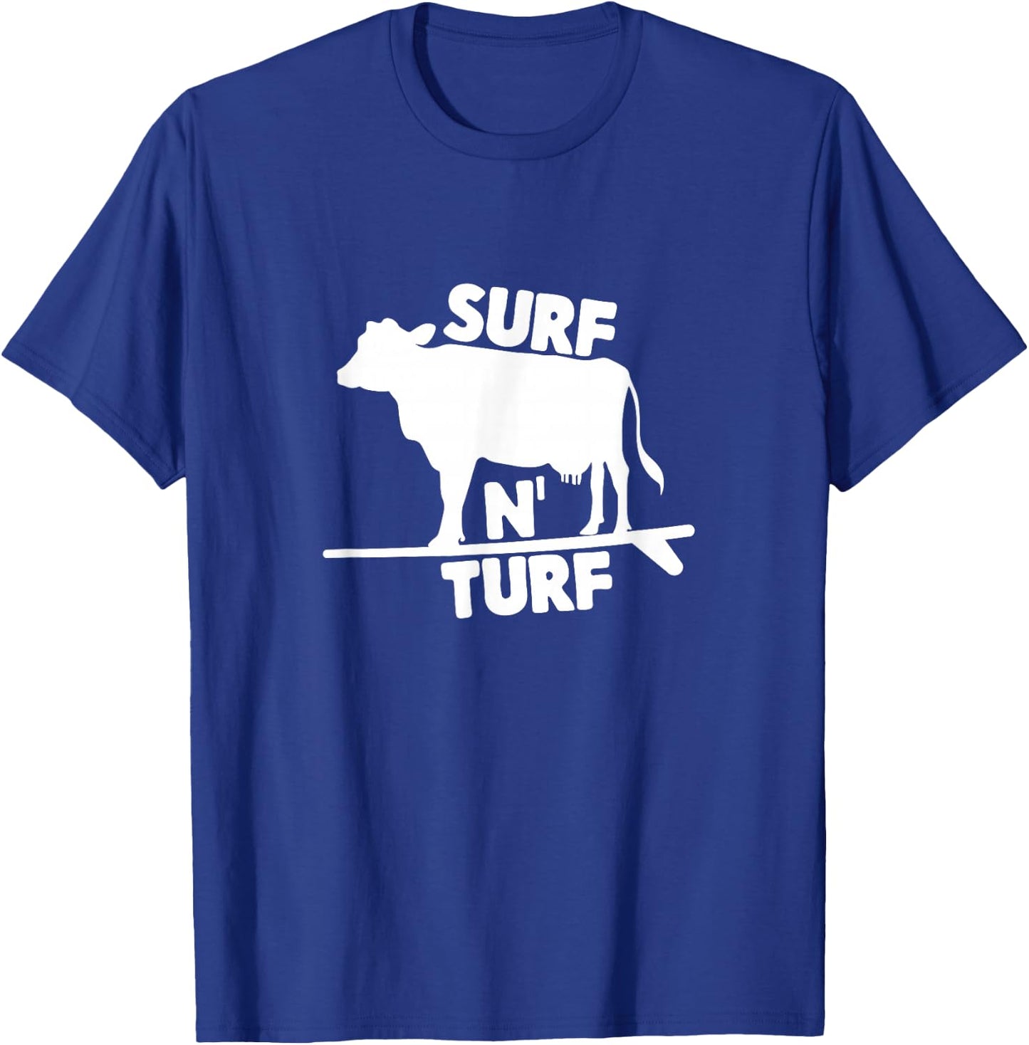 Surf N' Turf Cow Surfing T-Shirt - T-Shirt | Royal