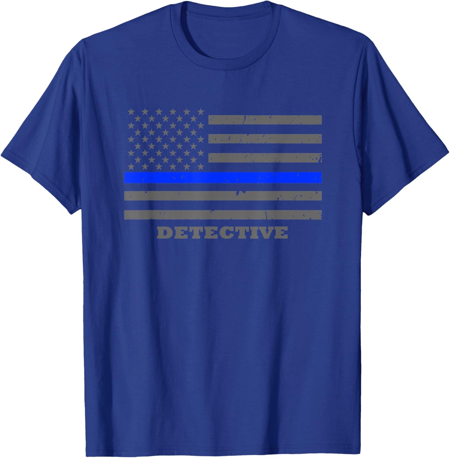 Police Detective Gift - Thin Blue Line American Flag T-Shirt - T-Shirt | Royal
