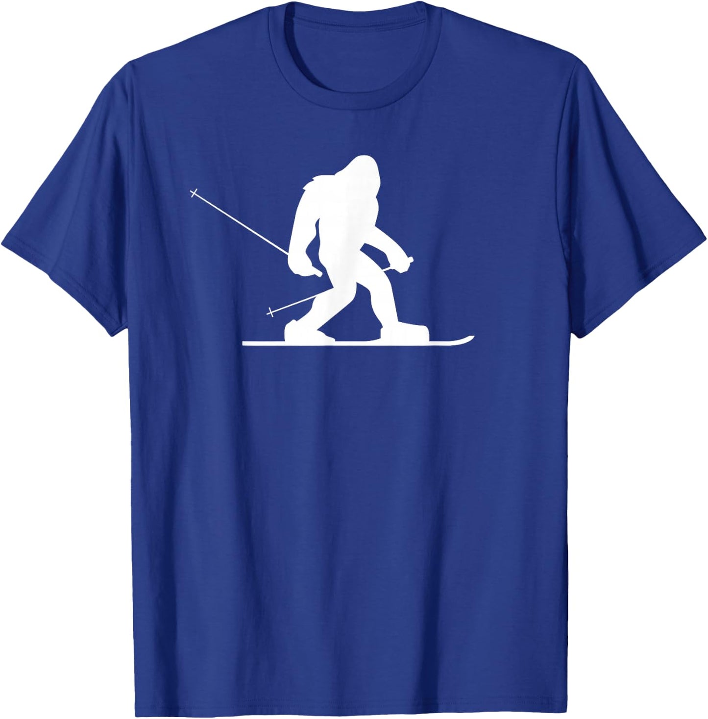 Skiing Bigfoot Shirt, Funny Cute Sasquatch Ski Winter Gift T-Shirt - T-Shirt | Royal