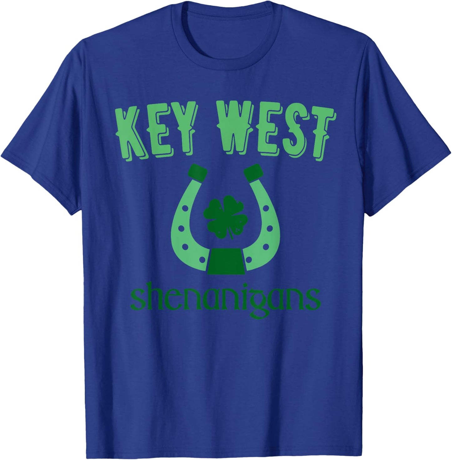 Key West Shenanigans, St Patrick's Day Horseshoe Clover T-Shirt - T-Shirt | Royal