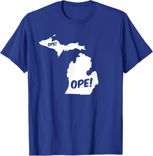 Ope Michigan State Outline Silhouette Wholesome Funny T-Shirt - T-Shirt | Royal