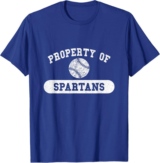 Property of Spartans Baseball T-Shirt - T-Shirt | Royal