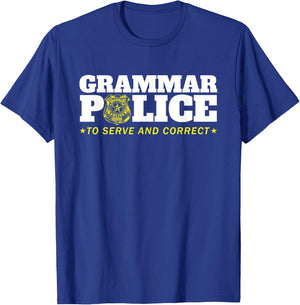 Grammar Police Officer Funny Badge Halloween Costume T-Shirt - T-Shirt | Royal