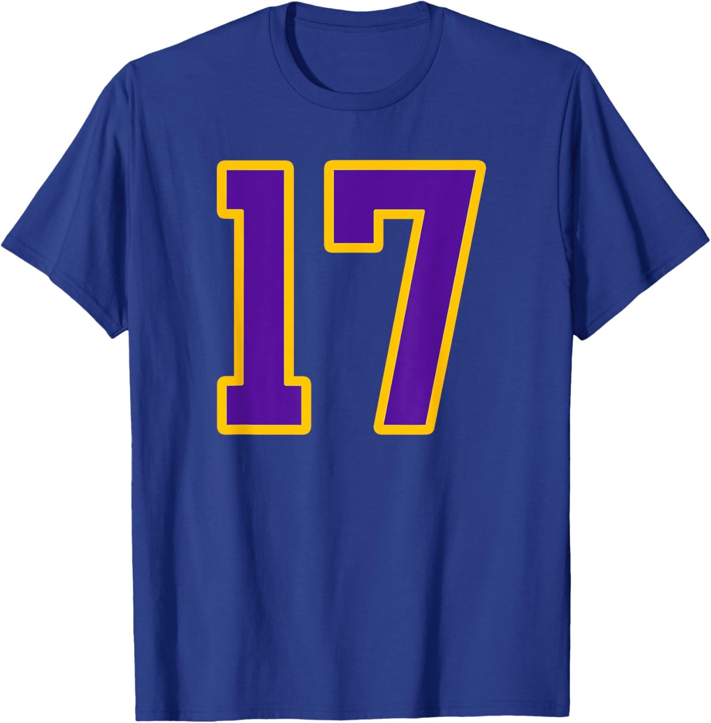 Purple and Gold Number 17 Jersey Player Uniform #17 Fan T-Shirt - T-Shirt | Royal