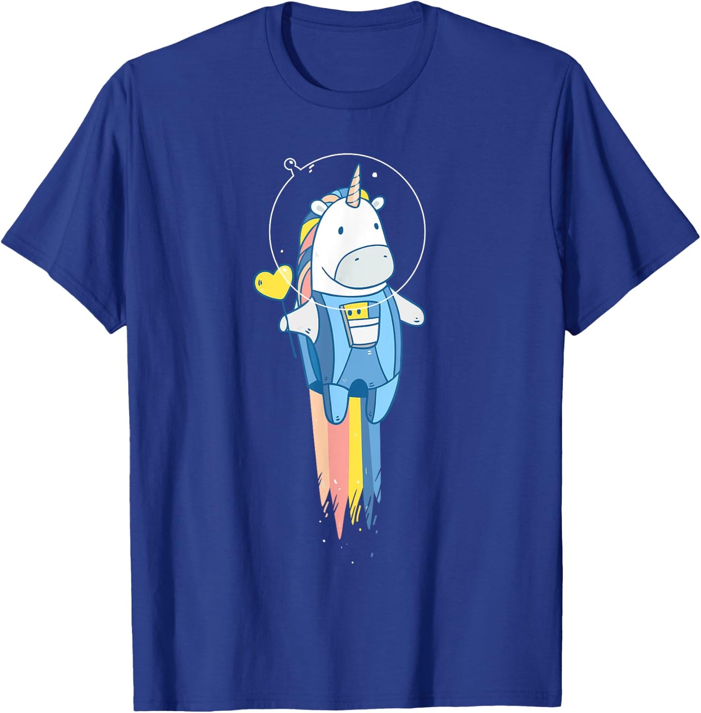 Space Unicorn - Flying Astronaut Stars and Rainbow T-Shirt - T-Shirt | Royal
