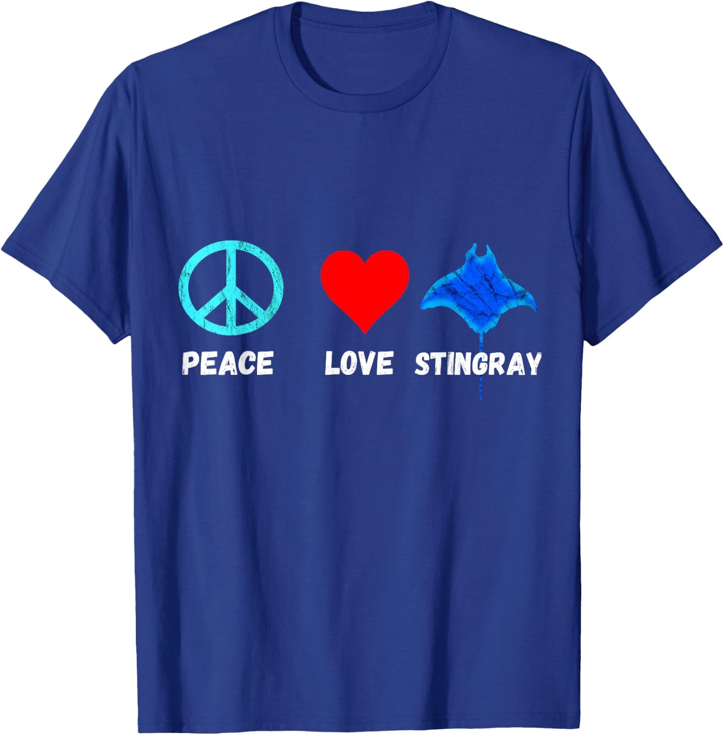 Stingray Peace Love Manta Ray Sea Life Water Animals T-Shirt - T-Shirt | Royal