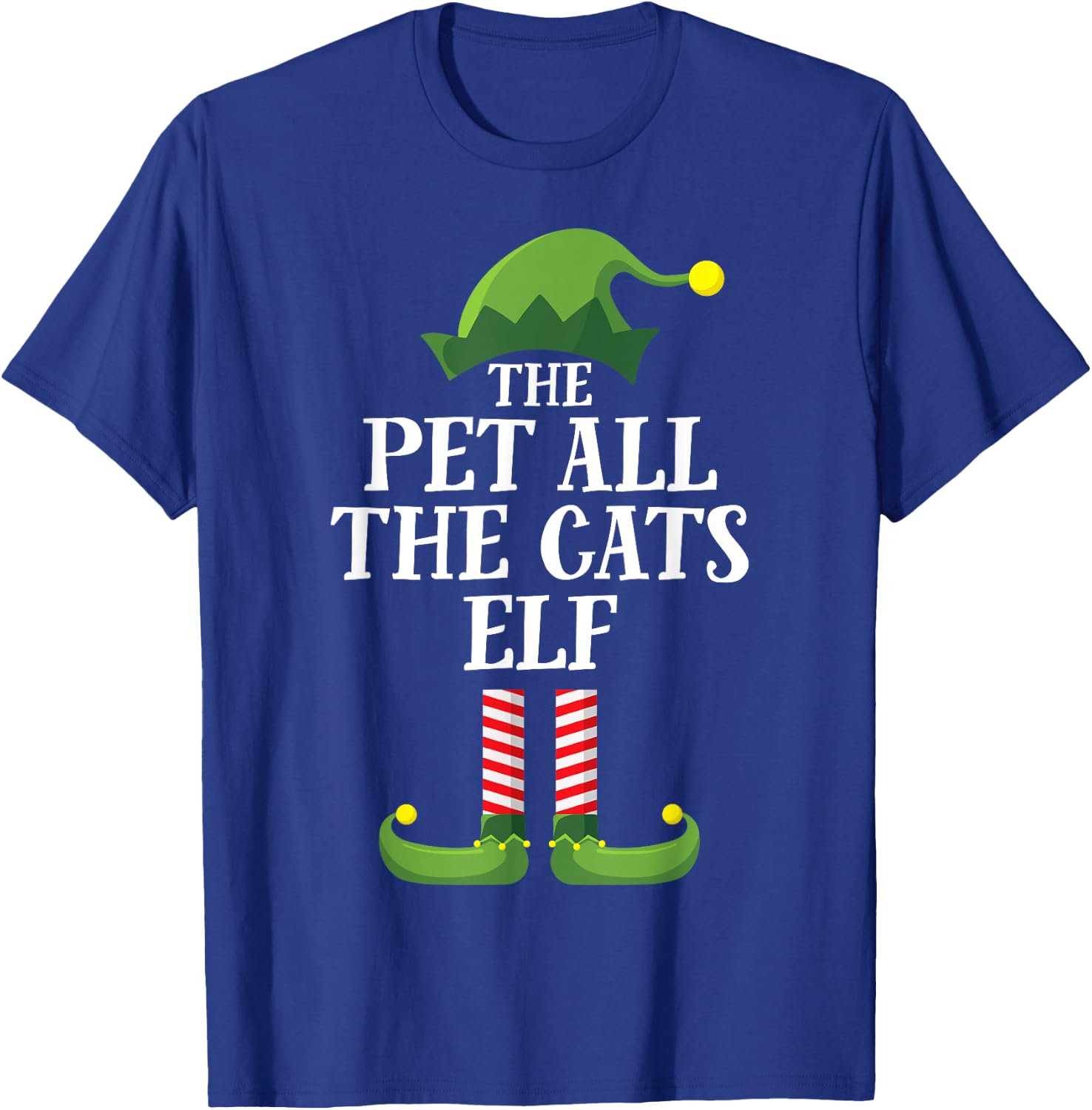 Pet All The Cats Elf Matching Family Group Christmas Pyjamas T-Shirt - T-Shirt | Royal