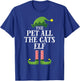 Pet All The Cats Elf Matching Family Group Christmas Pyjamas T-Shirt - T-Shirt | Royal