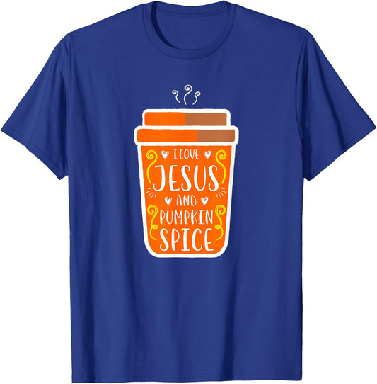 Christian Girl Autumn I Love Jesus Pumpkin Spice Fall T-Shirt - T-Shirt | Royal