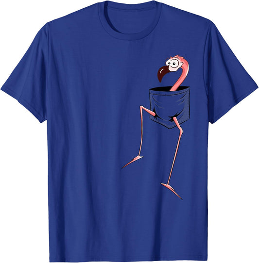 For Flamingo-Lovers l Fancy Pink Flamingo In A Pocket T-Shirt - T-Shirt | Royal