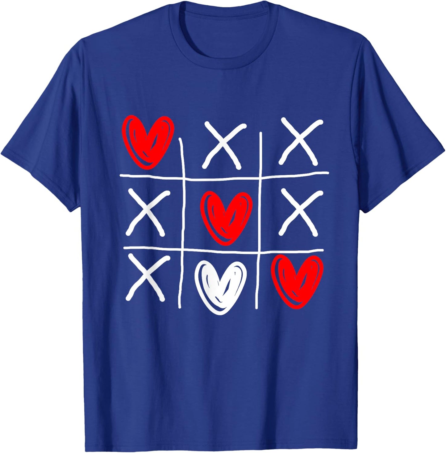 Tic Tac Toe Valentine's Day Love Heart In Love Couple Gift T-Shirt - T-Shirt | Royal