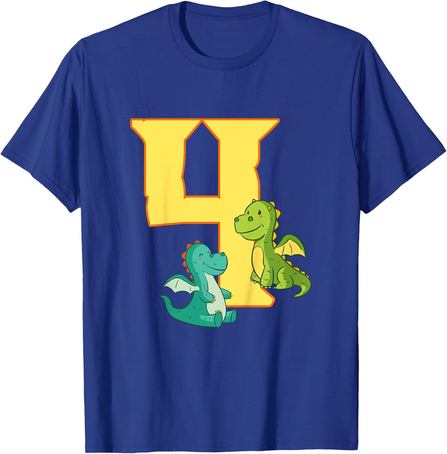 4th Birthday Dragon Gift 4 Years Old Dragon T-Shirt - T-Shirt | Royal
