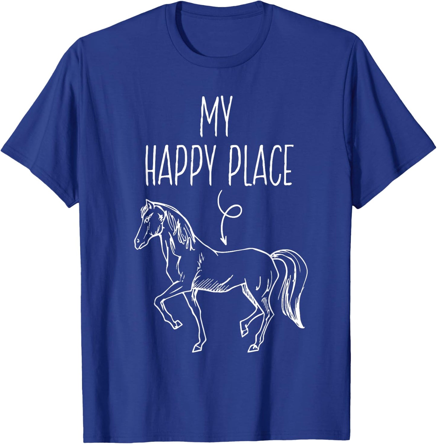 My Happy Place Horse Lover Gifts Horseback Riding Equestrian T-Shirt - T-Shirt | Royal