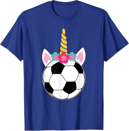 Soccicorn! Funny Soccer Unicorn Pink Sparkle Girls T-Shirt - T-Shirt | Royal