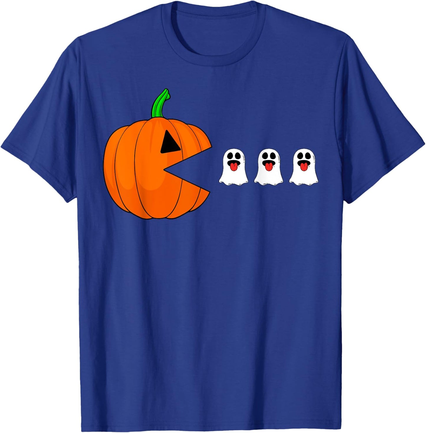 Halloween Gamer Pumpkin Eating Ghost Costume Men Boys Kids T-Shirt - T-Shirt | Royal