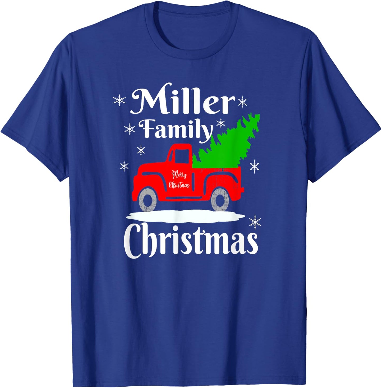 Miller Family Christmas Matching Family Shirts Old Red Truck T-Shirt - T-Shirt | Royal