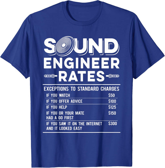 Studio Audio Engineer Rates Funny Sound Guy Tech T-Shirt - T-Shirt | Royal