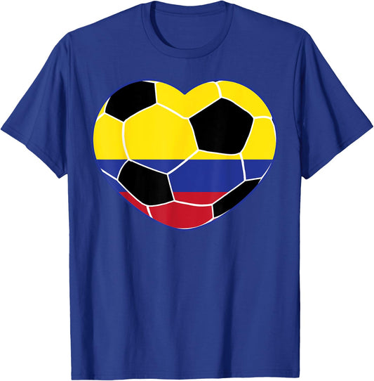 Colombia Soccer Ball Heart - Colombian Football Soccer T-Shirt - T-Shirt | Royal