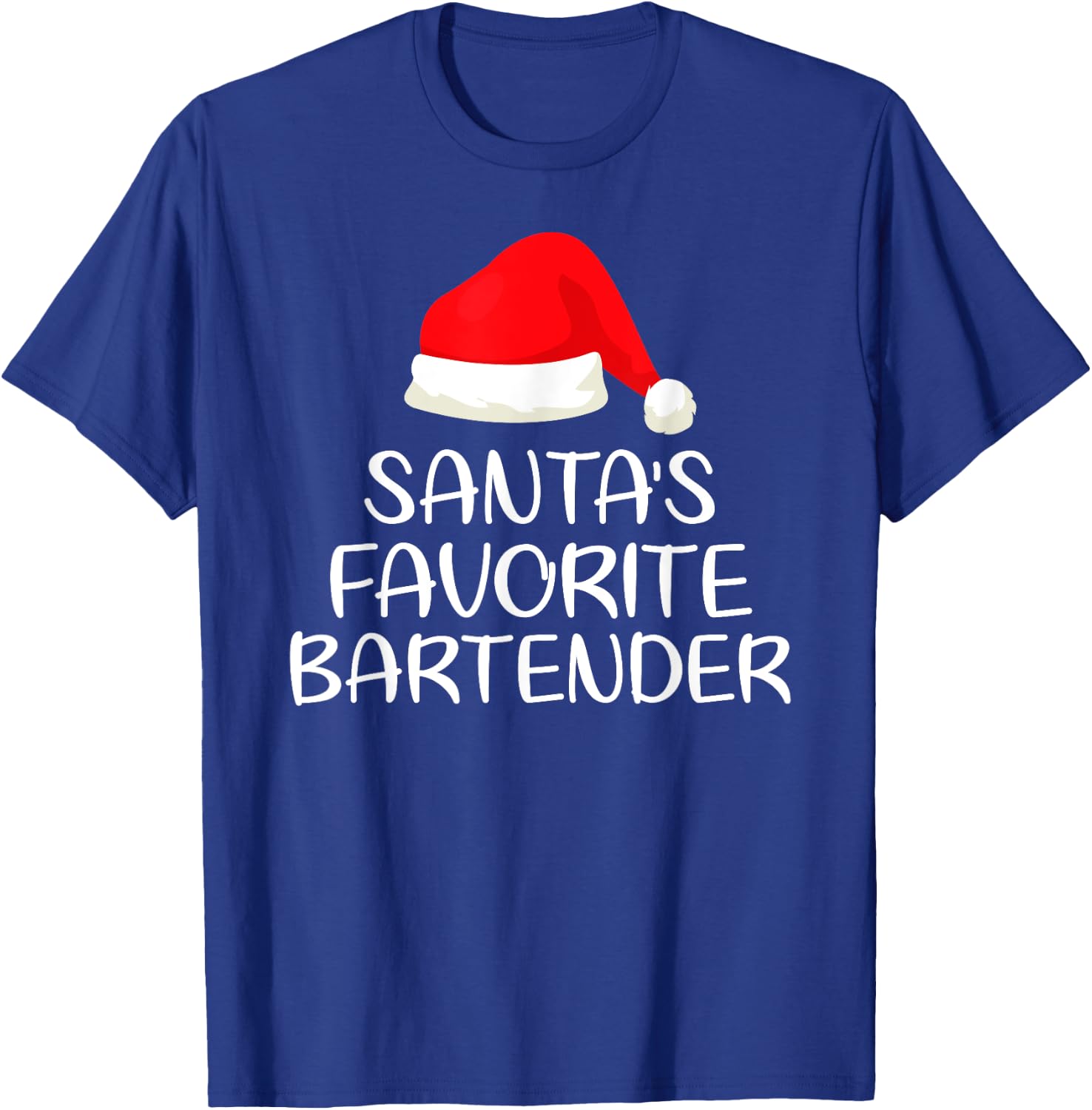 Santa's Favorite Bartender Matching Family Funny Christmas T-Shirt - T-Shirt | Royal