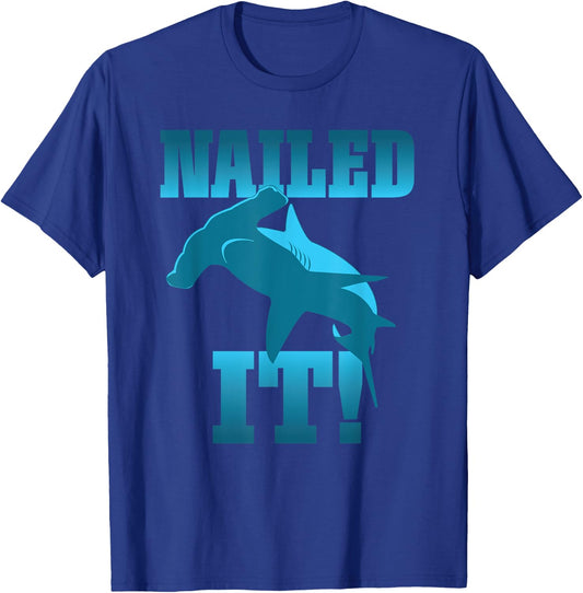 Funny Skateboarder Stuff - Faded Nailed It Hammerhead Shark T-Shirt - T-Shirt | Royal