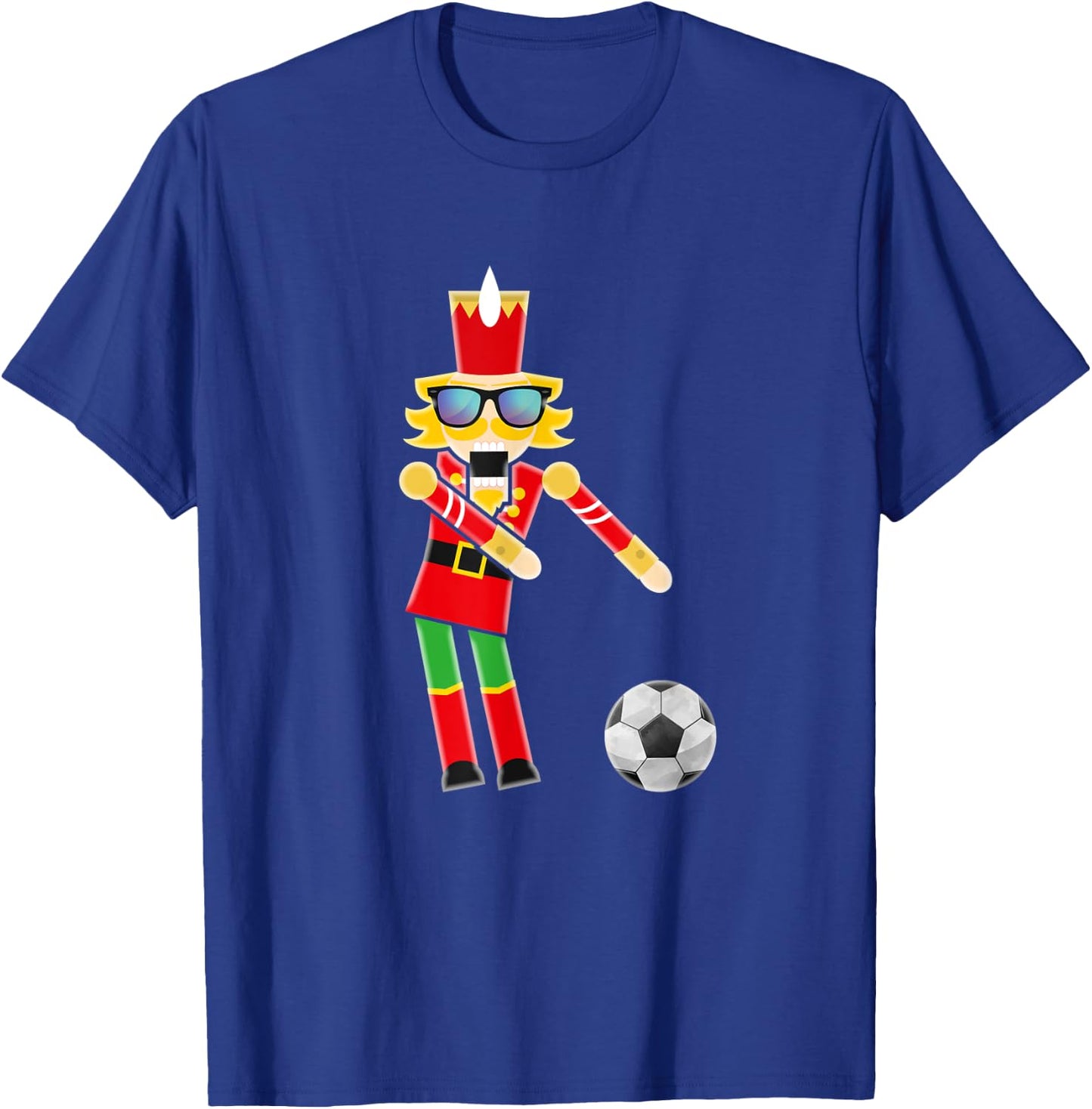 Christmas Soccer Flossing Nutcracker Gifts T-Shirt - T-Shirt | Royal