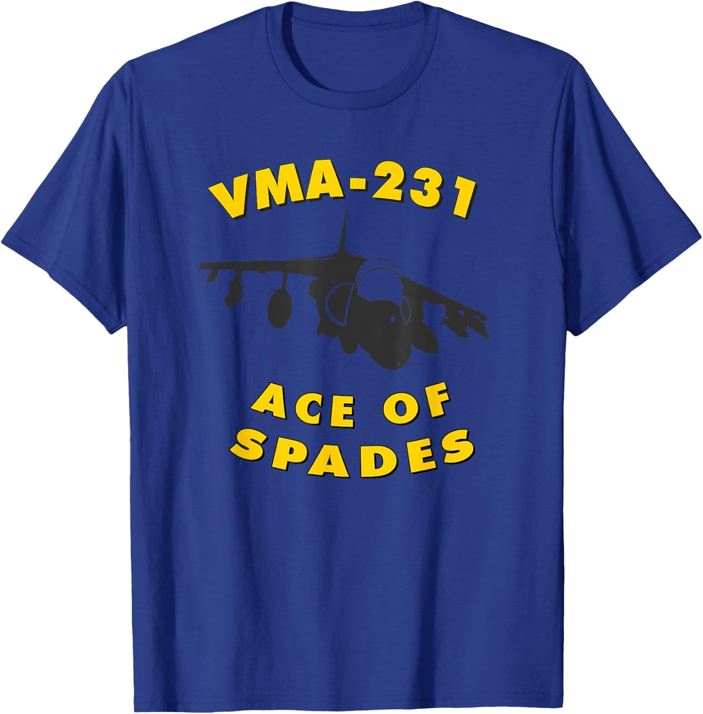 VMA-231 Ace of Spades Attack Squadron AV-8B Harrier T-Shirt - T-Shirt | Royal