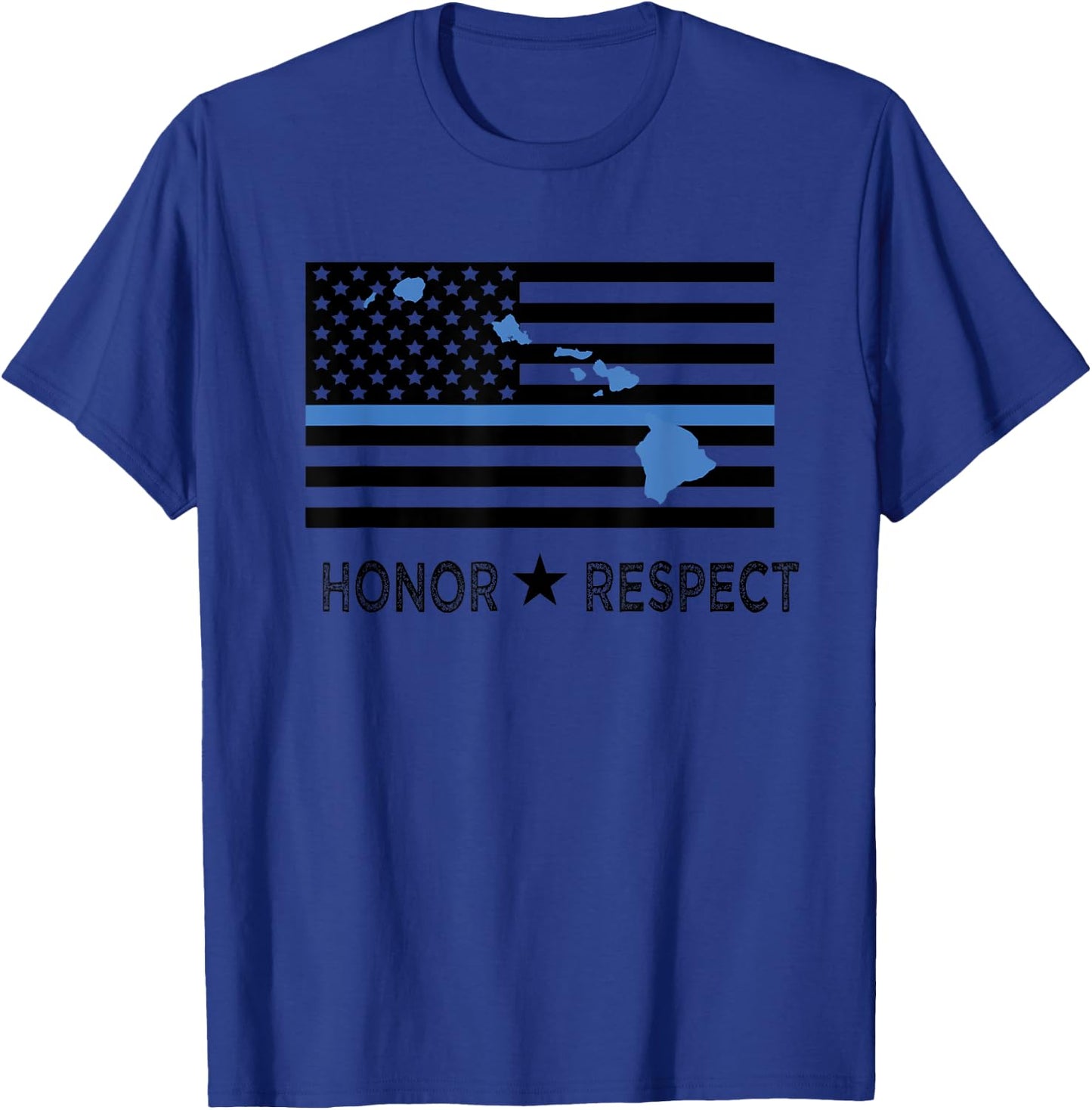 Hawaii Police Thin Blue Line Support Honor Respect Hawaiian T-Shirt - T-Shirt | Royal