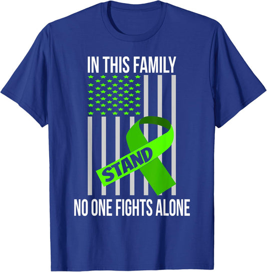 USA Flag Lime Green Ribbon Products Lymphoma Awareness Men T-Shirt - T-Shirt | Royal