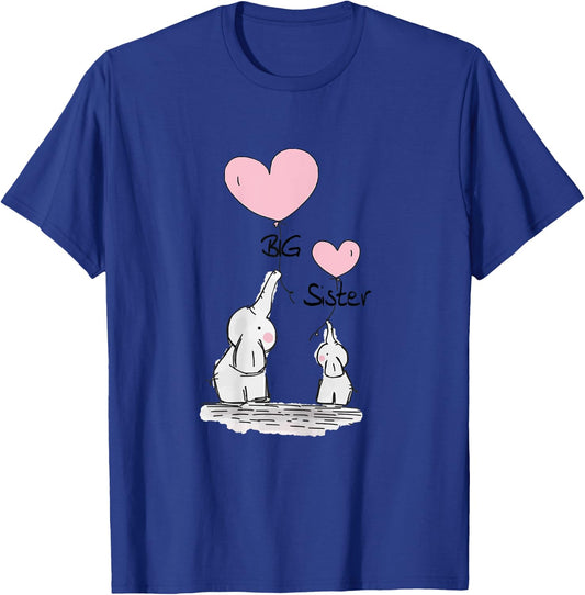 Big Sister Cute Elephants Gift Toddler Siblings T-Shirt - T-Shirt | Royal