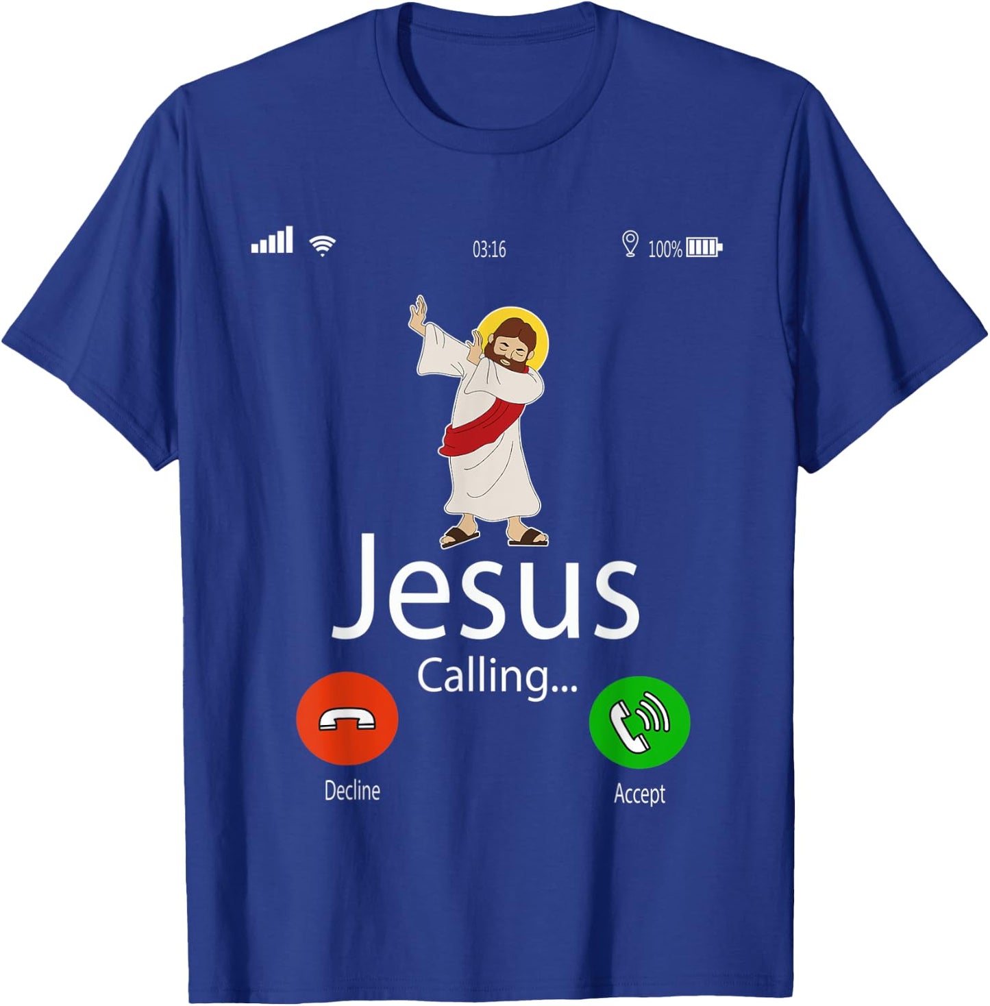 Dabbing Jesus Is Calling Christian Christmas Gift Xmas T-Shirt - T-Shirt | Royal