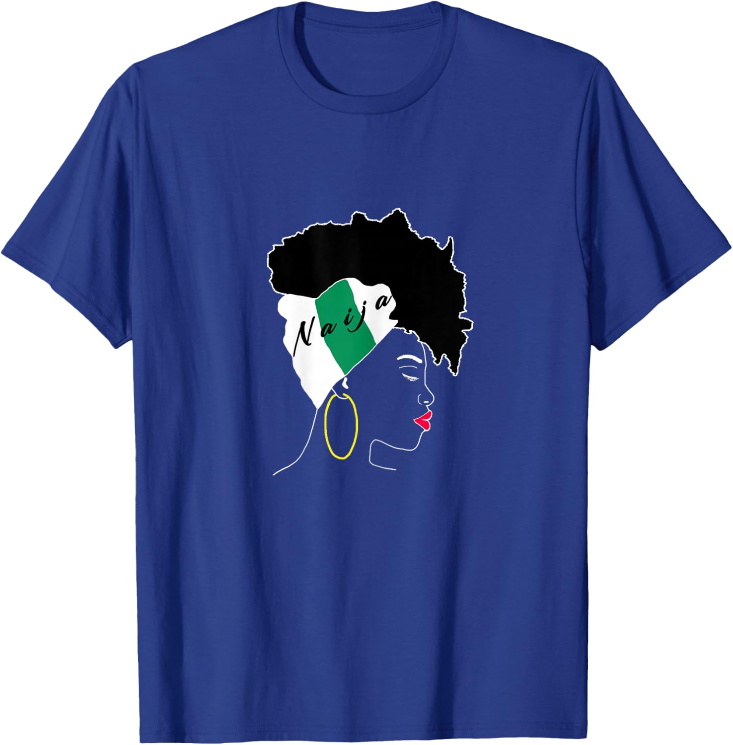 Nigerian patriotic girl silhouette Naija national flag T-Shirt - T-Shirt | Royal
