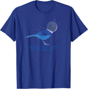 Stellar Jay Space Bird Funny Clever Bird Watcher Twitcher T-Shirt - T-Shirt | Royal