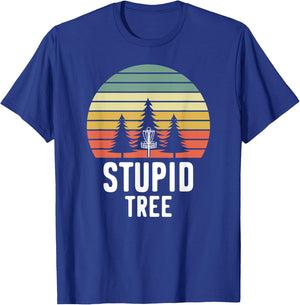 Retro Disc Golf Stupid Tree Funny Frisbee Golf Gift T-Shirt - T-Shirt | Royal