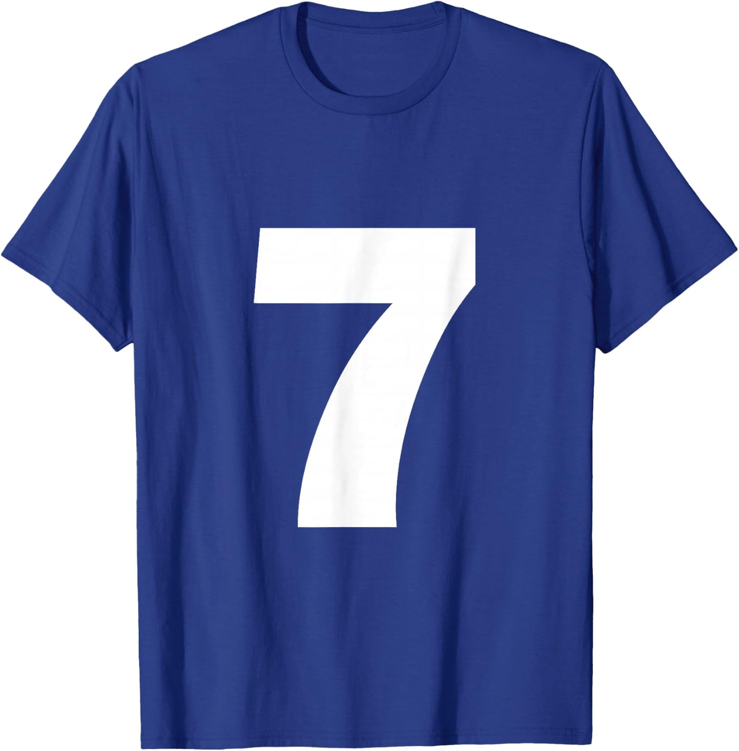 Number 7 Big Bold White Seven Numeral Group T-Shirt - T-Shirt | Royal