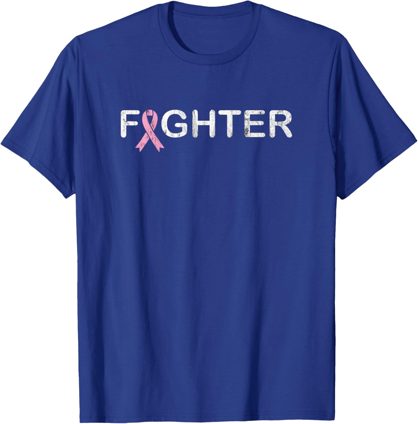 Breast Cancer Fighter - World Cancer Day Pink Ribbon T-Shirt - T-Shirt | Royal