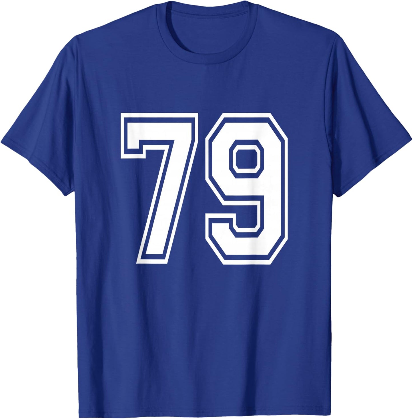 Number 79 Birthday Varsity Sports Team Jersey T-Shirt - T-Shirt | Royal